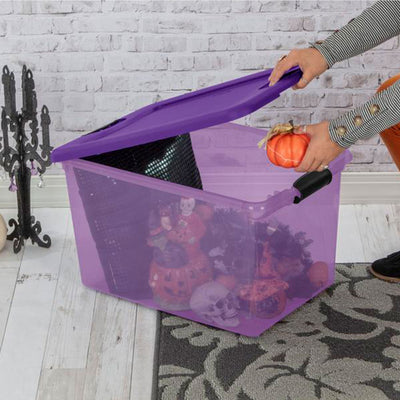 Sterilite Purple 64 Quart Latching Plastic Storage Box Container Tote (6 Pack) - VMInnovations