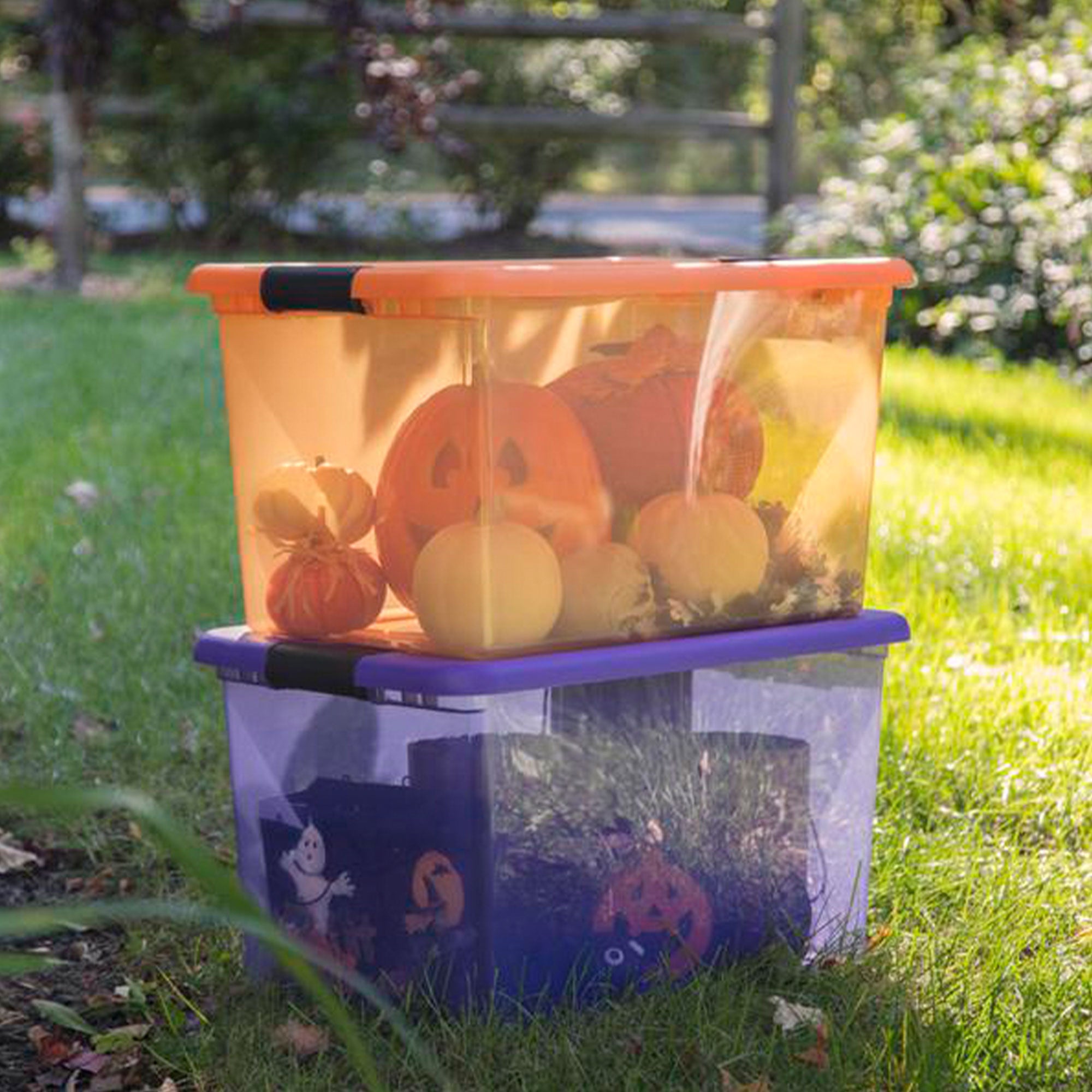 Sterilite 64 Quart Latching Plastic Storage Container Bin in Purple (18 Pack) - VMInnovations