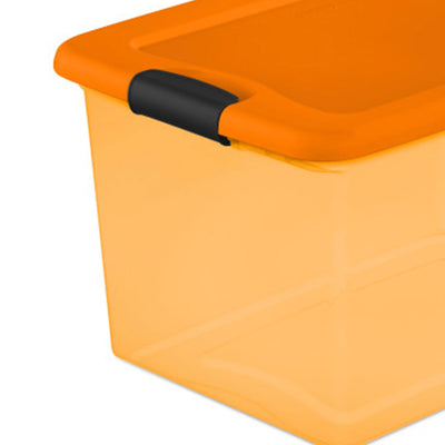 Sterilite Orange 64 Quart Latching Plastic Storage Box Container Tote, (6 Pack)