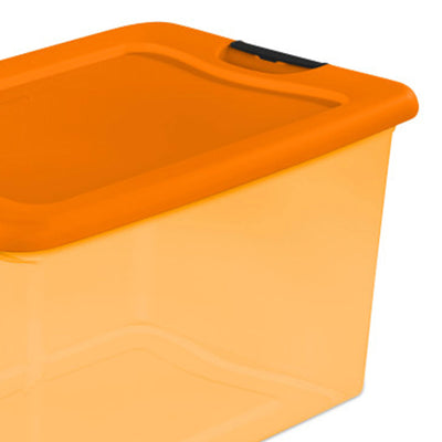 Sterilite Orange 64 Quart Latching Plastic Storage Box Container Tote, (6 Pack)