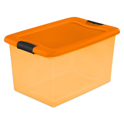 Sterilite Orange 64 Quart Latching Plastic Storage Box Container Tote (12 Pack)