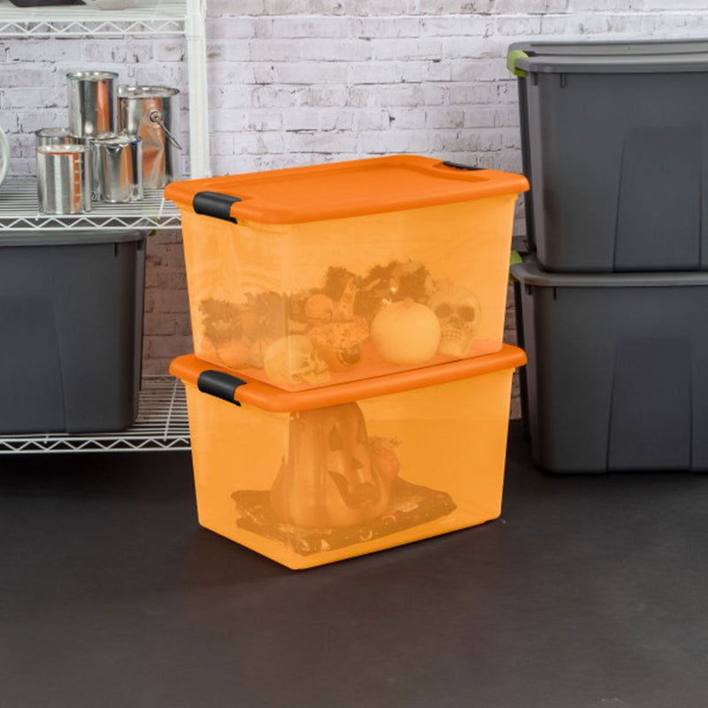 Sterilite Orange 64 Quart Latching Plastic Storage Box Container Tote (12 Pack)