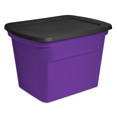 Sterilite 18 Gallon Storage Tote Stackable Plastic Bin with Lid, Purple, 24 Pack - VMInnovations