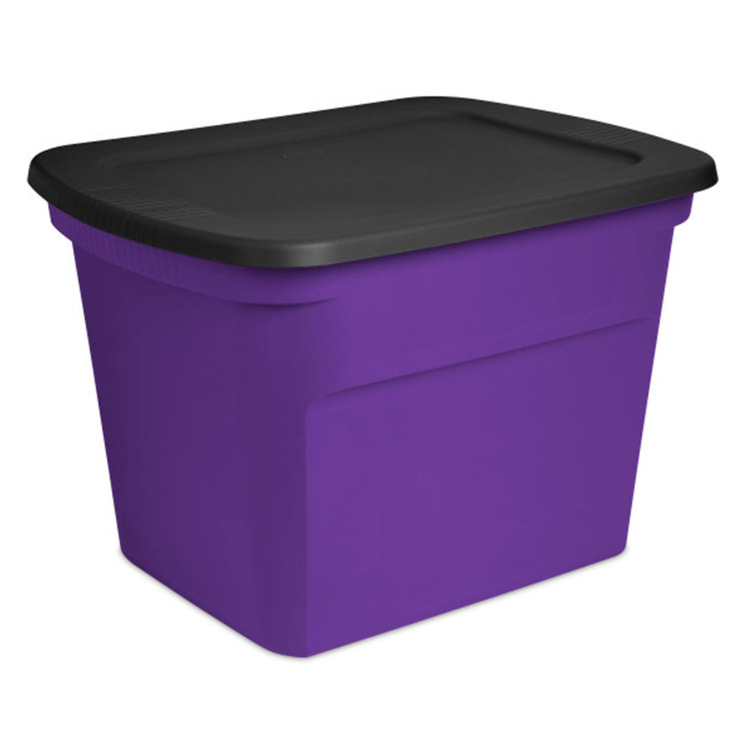 Sterilite 18 Gallon Storage Tote Stackable Plastic Bin with Lid, Purple, 24 Pack