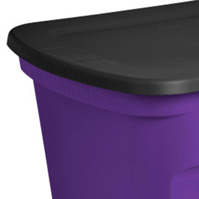 Sterilite 18 Gallon Storage Tote Stackable Plastic Bin with Lid, Purple, 16 Pack