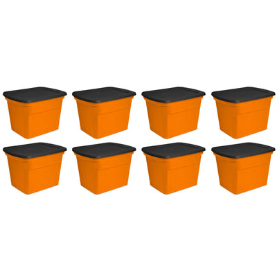 Sterilite 18 Gallon Orange Plastic Storage Container Bin Tote with Lid (24 Pack)