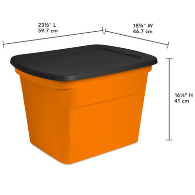 Sterilite 18 Gallon Orange Plastic Storage Container Bin Tote with Lid (24 Pack)