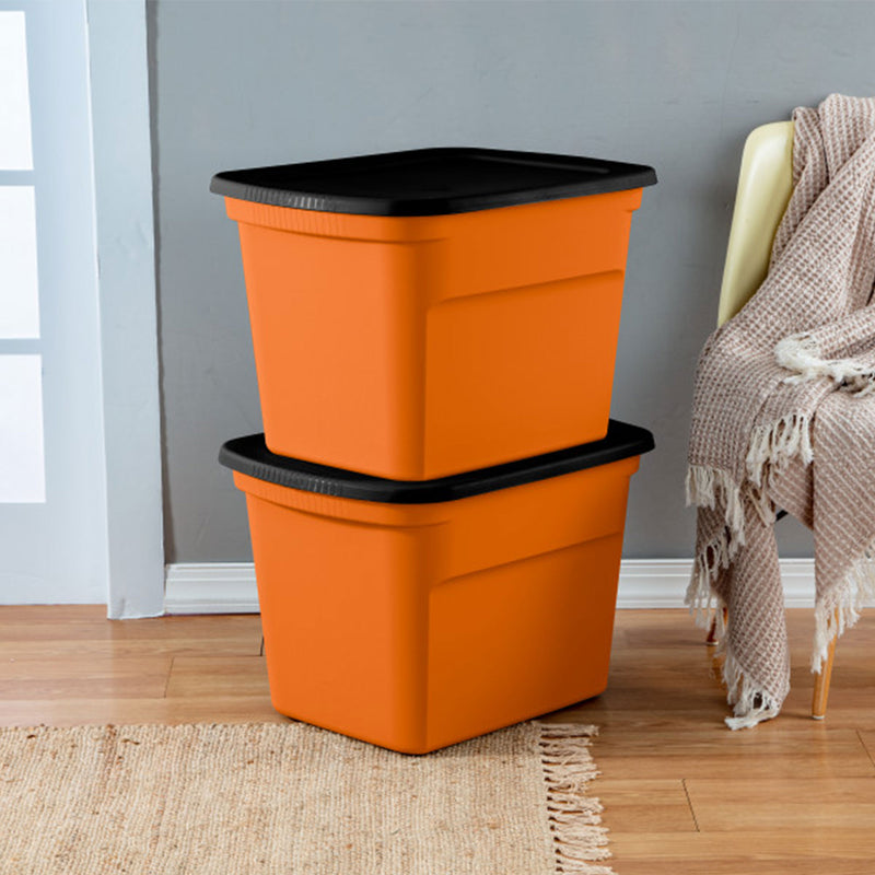 Sterilite 18 Gallon Orange Plastic Storage Container Bin Tote with Lid (24 Pack)