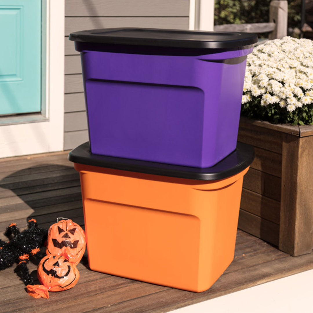 Sterilite 18 Gallon Orange Plastic Storage Container Bin Tote with Lid (16 Pack) - VMInnovations