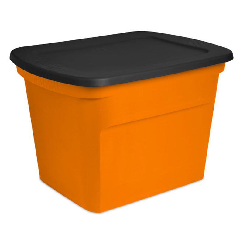 Sterilite 18 Gallon Orange Plastic Storage Container Bin Tote with Lid (8 Pack)