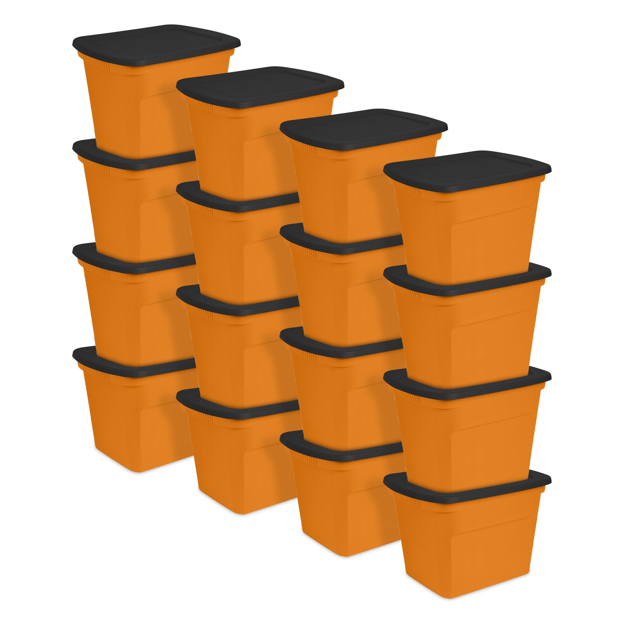 Sterilite 18 Gallon Orange Plastic Storage Container Bin Tote with Lid (16 Pack) - VMInnovations