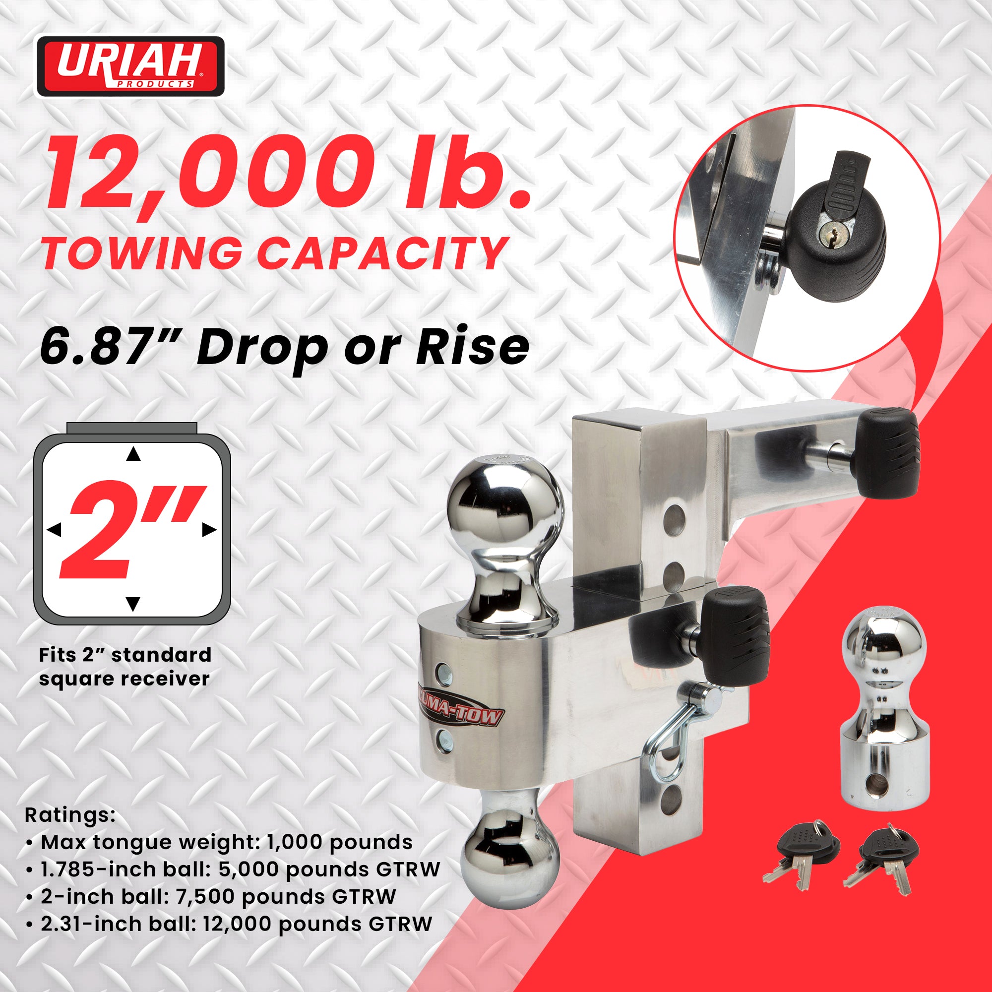 Uriah AlumaTow Aluminum Tow Trailer Hitch Mount 6" Drop (Open Box) - VMInnovations