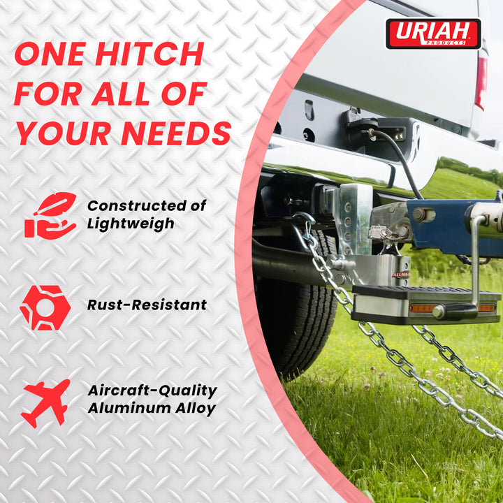 Uriah AlumaTow Adjustable Aluminum Tow Truck Car Trailer Hitch Mount 6 Inch Drop