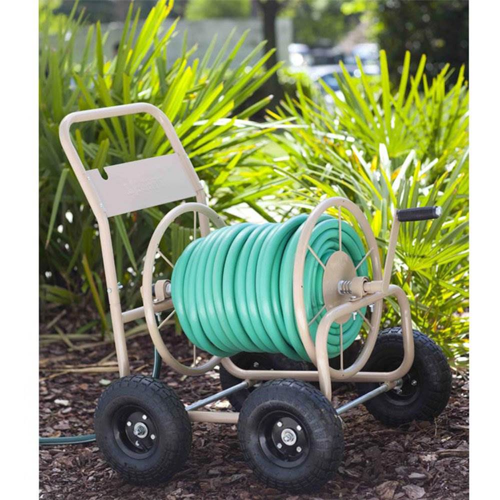 Liberty Garden 4 Wheel 300 Foot Steel Frame Water Hose Reel Cart (Open Box)