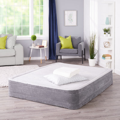 Intex PVC Dura-Beam Series Airbed with Built In Electric Pump, Queen (Open Box)
