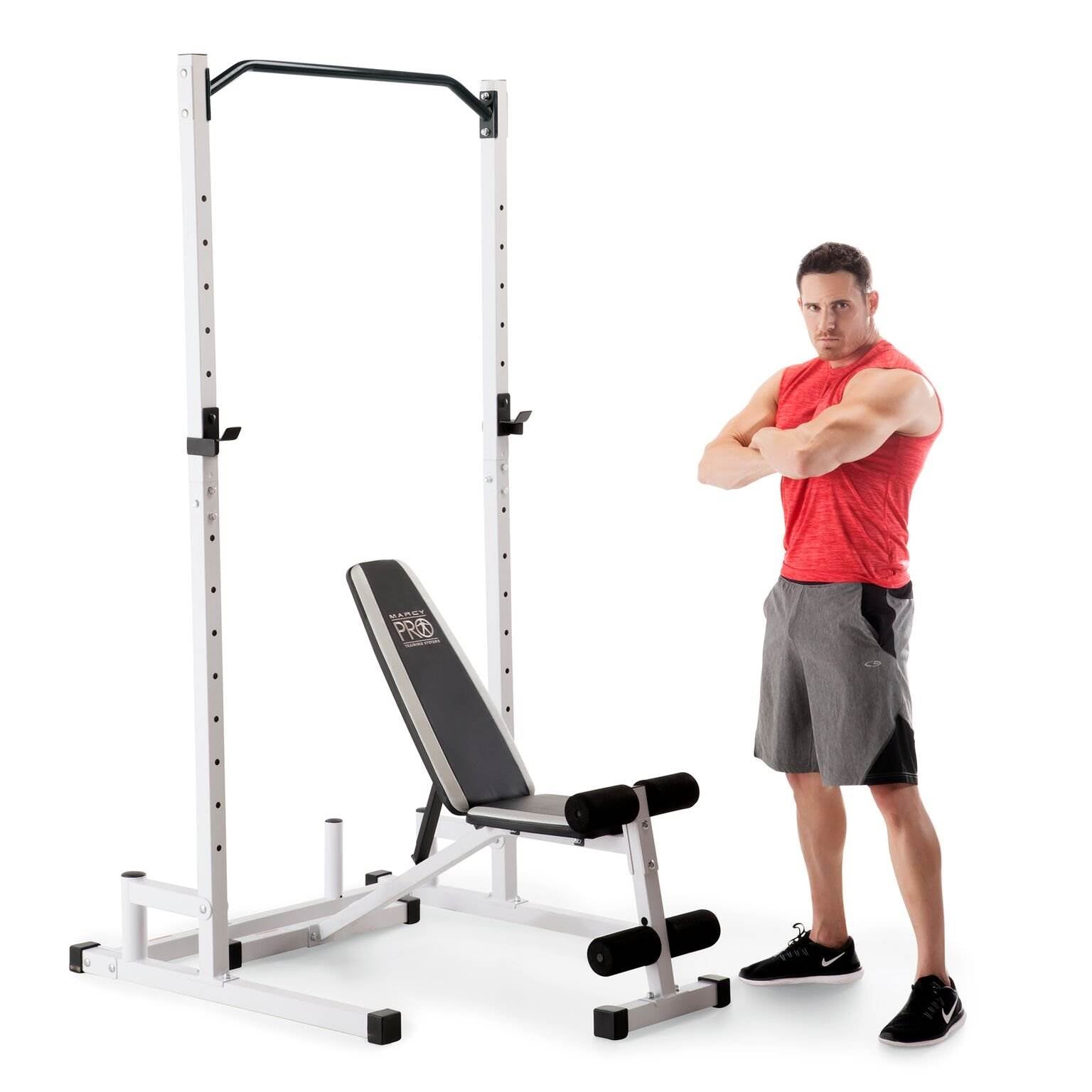 Marcy Deluxe 3 Tier Dumbell Rack Stand + Weight Bench + Freeweight Dumbells