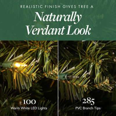Home Heritage Half Pine 5' Pre-Lit Artificial Christmas Tree, 100 Warm White LED