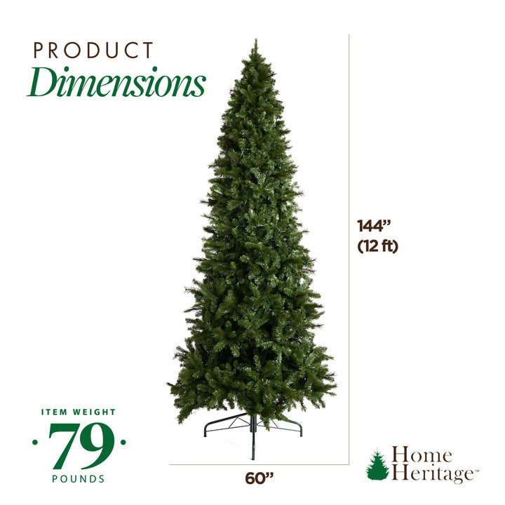 Home Heritage Cascade Quick Set 12 Ft 800 LED Pre-Lit Artificial Christmas Tree - VMInnovations
