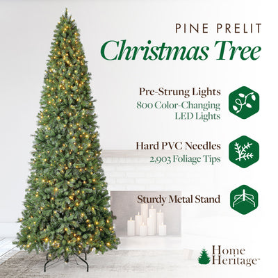 Home Heritage Cascade Quick Set 12 Ft 800 LED Pre-Lit Artificial Christmas Tree