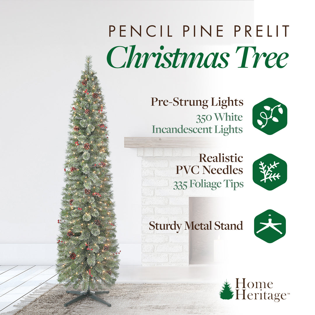 Home Heritage Stanley 7 Ft Skinny Pine Pre Lit Christmas Tree (For Parts) - VMInnovations