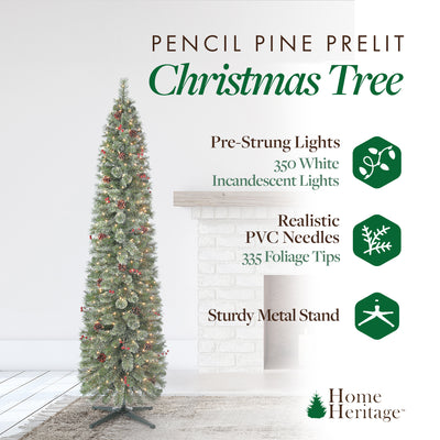 Home Heritage Stanley 7 Ft Skinny Pine Pre Lit Christmas Tree (For Parts) - VMInnovations