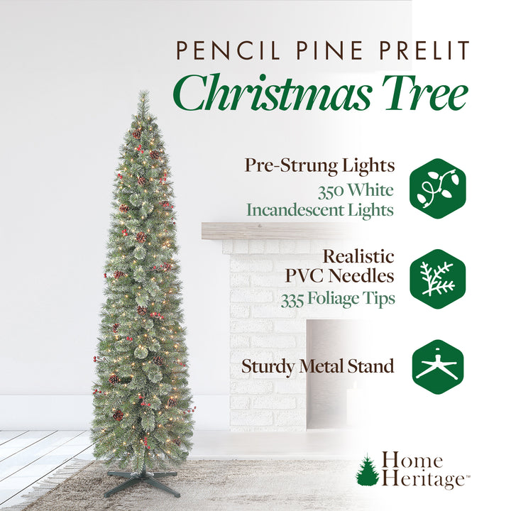 Home Heritage Stanley 7 Ft Skinny Pine Pre Lit Christmas Tree (For Parts) - VMInnovations