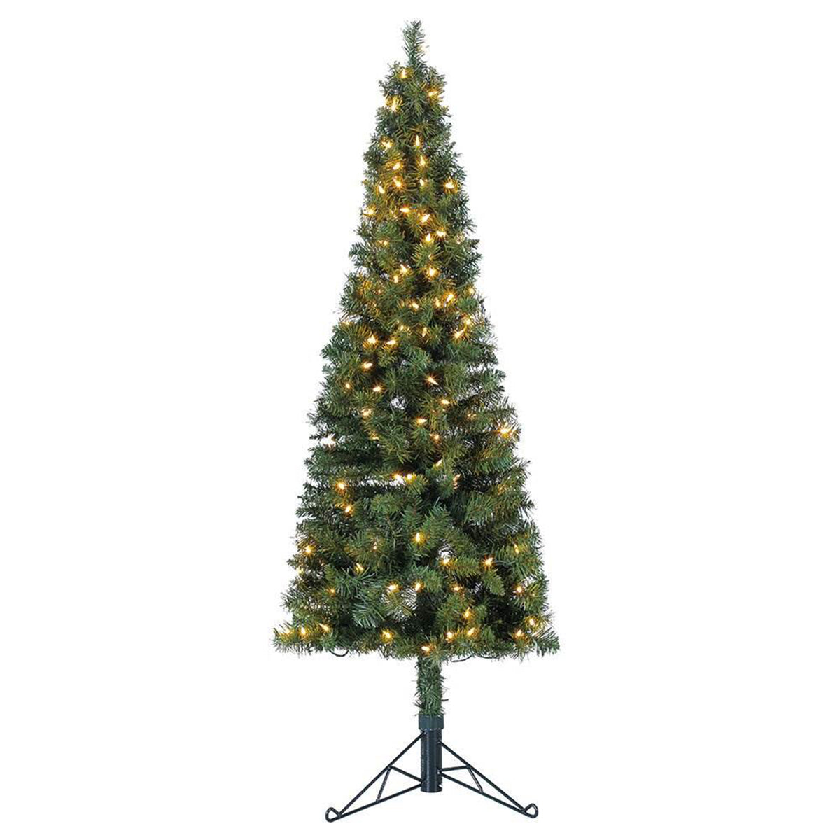 Home Heritage Corner 5 Foot 100 LED Pre-Lit Artificial Christmas Tree, Green - VMInnovations