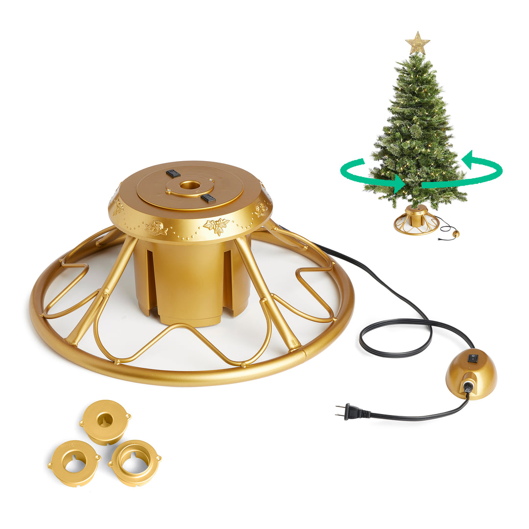 Home Heritage Golden Rotating Christmas Tree Stand up to 9 Ft Tall (For Parts) - VMInnovations