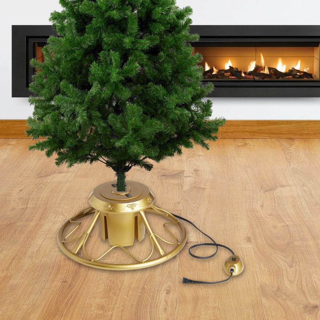 Home Heritage Golden Rotating Christmas Tree Stand up to 9 Ft Tall (For Parts) - VMInnovations