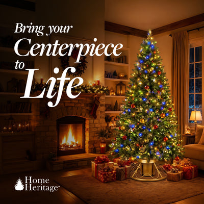 Home Heritage 1-1.75" Artificial Christmas Tree Base Rotating Metal Stand, Gold - VMInnovations