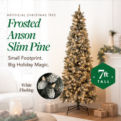 Home Heritage 7 Ft Frosted Alpine Flocked Christmas Tree with Lights (For Parts)