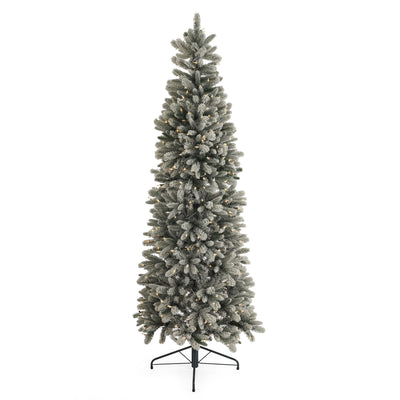 Home Heritage 7' Frosted Alpine Quick Set Pre Lit Christmas Tree (Open Box) - VMInnovations