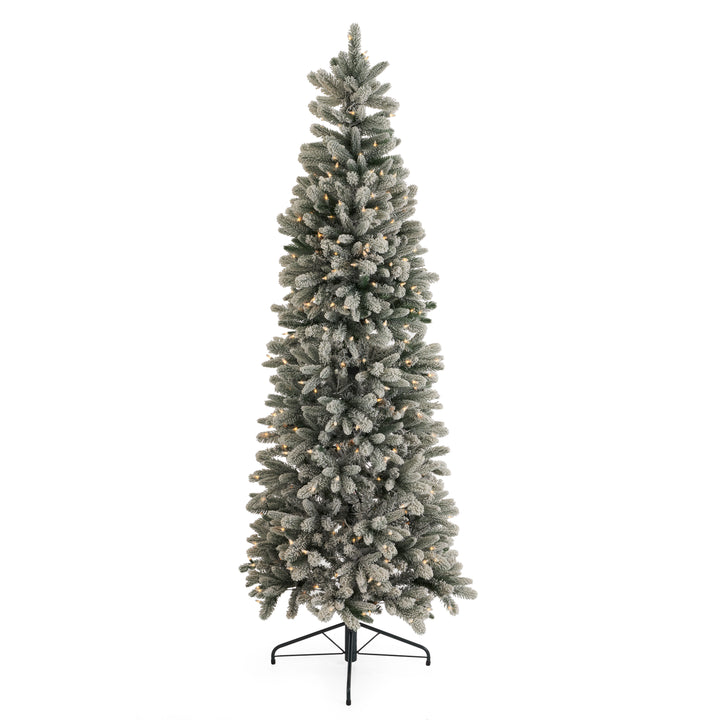 Home Heritage 7' Frosted Alpine Quick Set Flocked Christmas Lit Tree (Used)