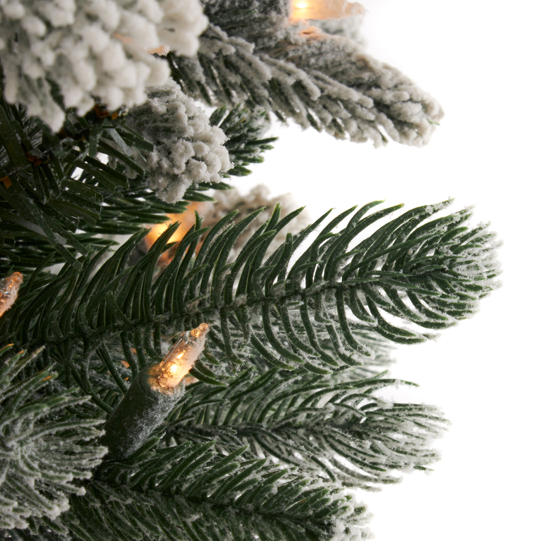 Home Heritage 7' Frosted Alpine Quick Set Flocked Christmas Lit Tree (Used)