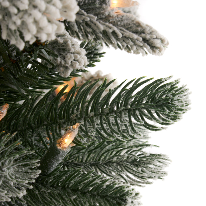 Home Heritage 7' Frosted Alpine Quick Set Flocked Christmas Lit Tree (Used)