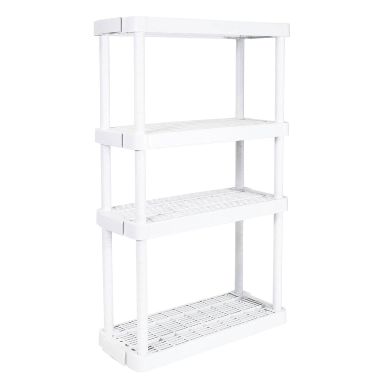 Gracious Living 4 Shelf Adjustable Height Medium Duty Storage, White (Open Box)