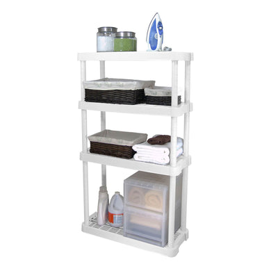 Gracious Living 4 Shelf Adjustable Height Medium Duty Storage, White (Open Box)