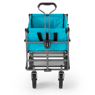 Mac Sports Double Decker Collapsible Outdoor Cart Utility Garden Wagon, Blue - VMInnovations