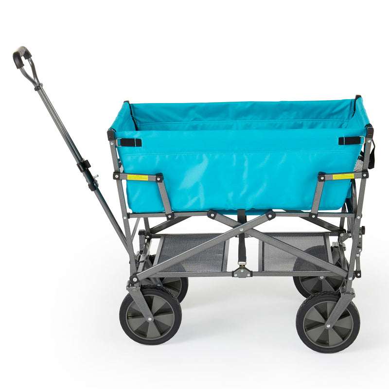 Mac Sports Double Decker Collapsible Outdoor Cart Utility Garden Wagon, Blue