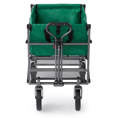 Mac Sports Heavy Duty Double Decker Collapsible Yard Cart Wagon, Green (Used) - VMInnovations