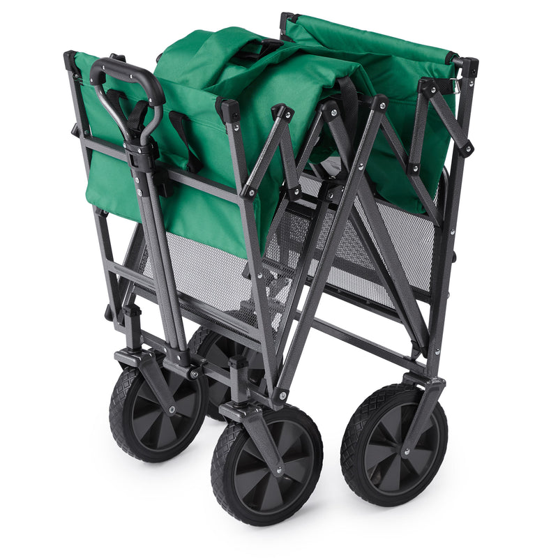 Mac Sports Steel Double Decker Collapsible Yard Cart Wagon, Green (Open Box)