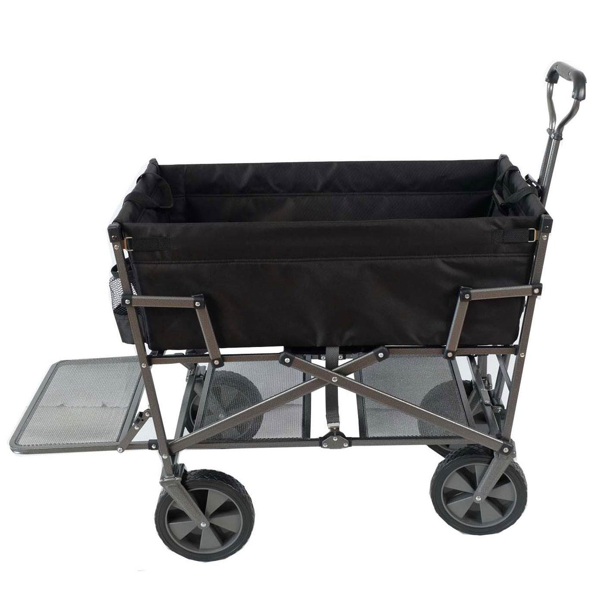 Mac Sports Double Decker Collapsible Outdoor Cart Utility Garden Wagon, Black
