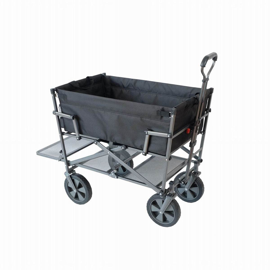 Mac Sports Heavy Duty Steel Double Decker Yard Cart Wagon, Black (Used)