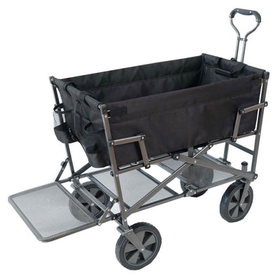 Mac Sports Heavy Duty Steel Double Decker Yard Cart Wagon, Black (Used) - VMInnovations