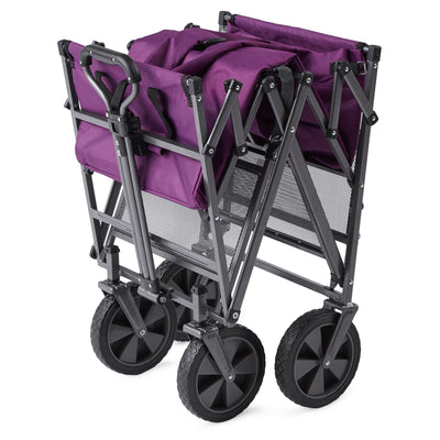 Mac Sports Double Decker Collapsible Outdoor Cart Utility Garden Wagon, Purple - VMInnovations