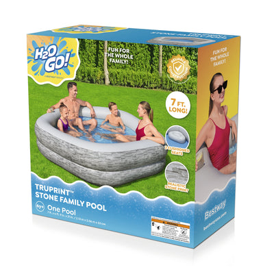 H20GO! TruPrint Stone Inflatable Kiddie Swimming Pool, 7' x 6'9" x 21", Gray