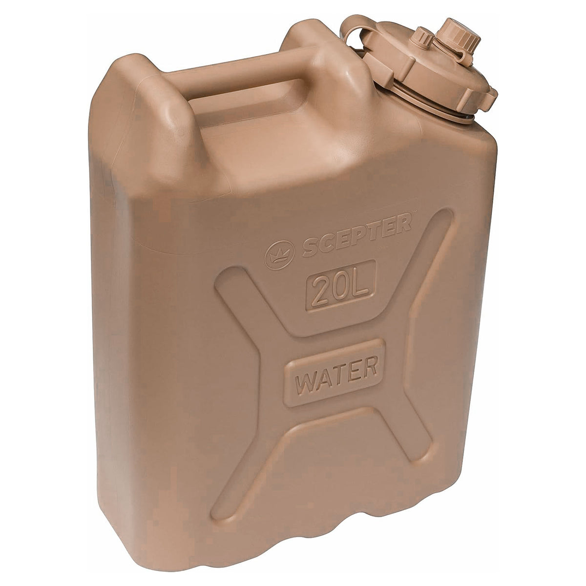 Scepter Lightweight BPA 5 Gallon 20 Liter Portable Water Storage Container, Sand (4 Pack)