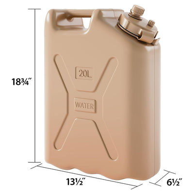 Scepter Lightweight BPA 5 Gallon 20 Liter Portable Water Storage Container, Sand (4 Pack)