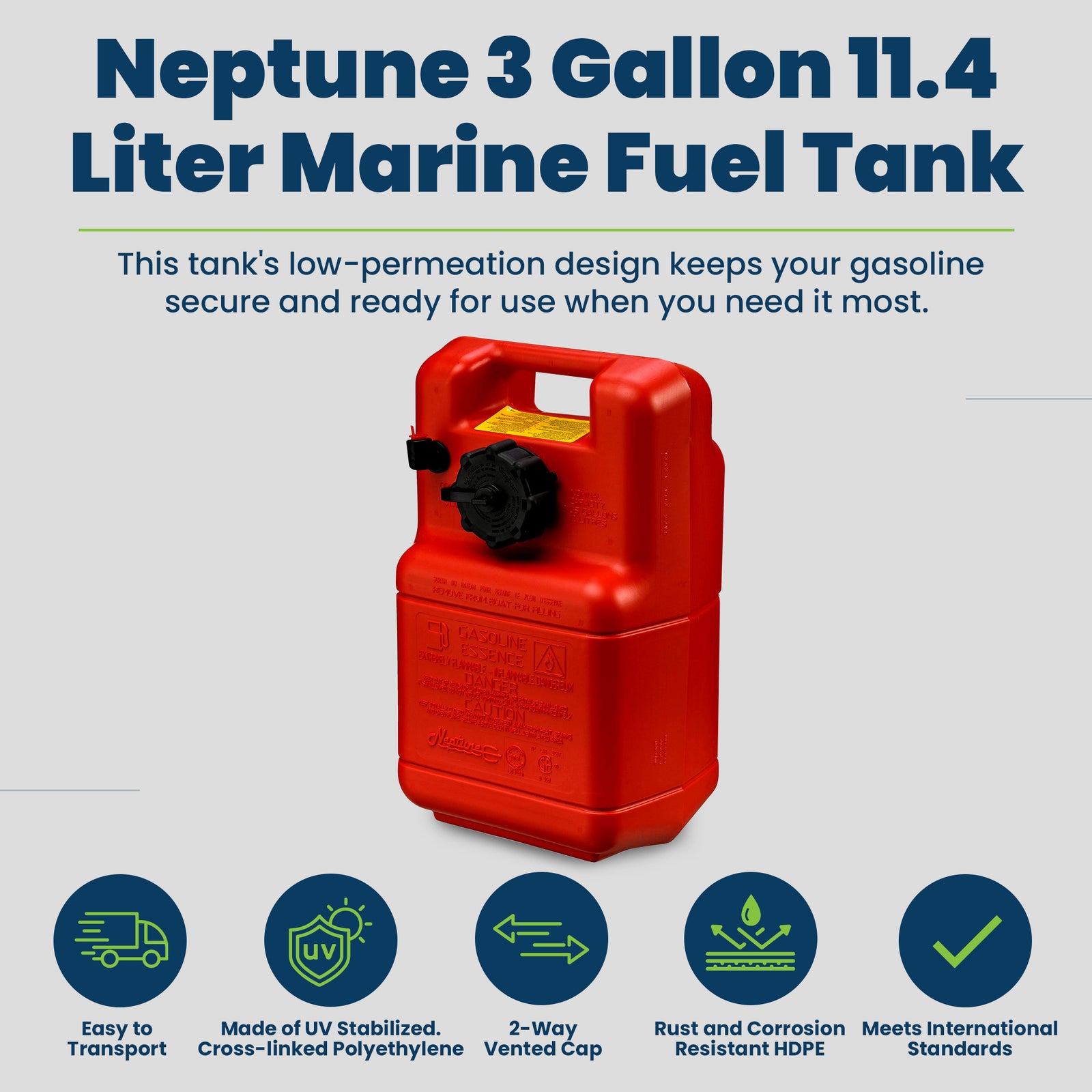 Scepter Neptune 3 Gallon 11.4 Liter EPA + CARB Portable Jerry Can (Open Box) - VMInnovations