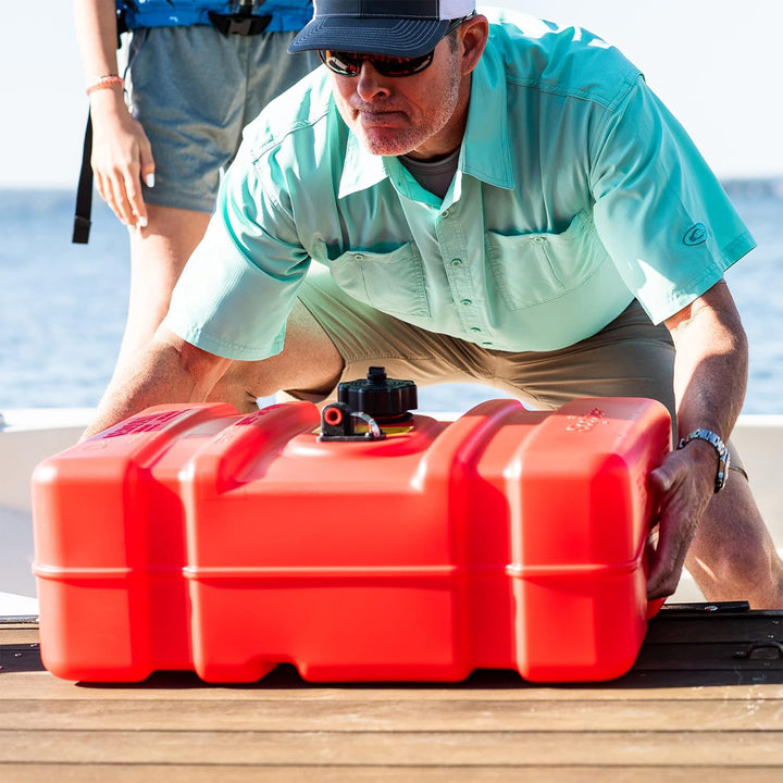 Scepter 9 Gallon Rectangular Portable Marine & Boat Fuel Container w/ Hard Cap